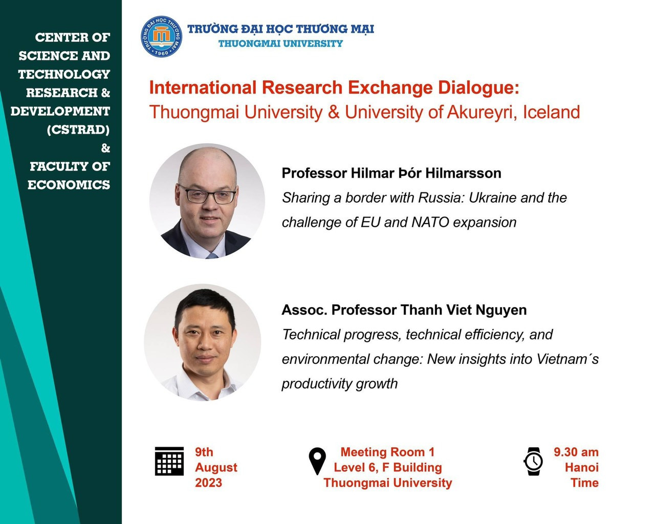 Tọa đàm trao đổi học thuật giữa Khoa Kinh tế, Trung tâm Nghiên cứu và phát triển KH-CN trường Đại học Thương mại với đoàn GS đến từ Trường ĐH Akureyri, Iceland